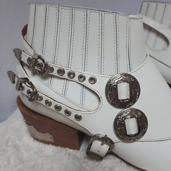 Toga Pulla White Harness Ankle Boots Western 37 - Picture 15 of 16